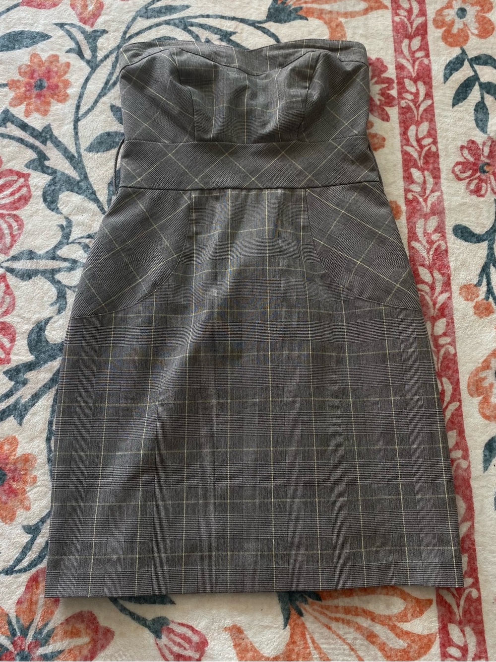 90’s Frederick's of Hollywood Strapless Gray Plaid Sheath Dress women’s size 4